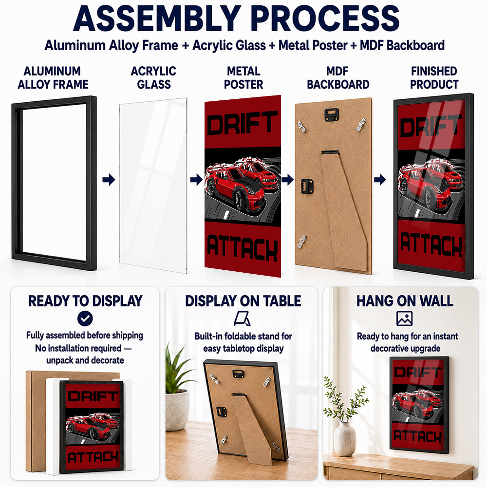 Drift Attack Cars Framed Metal - Car Mirror ulasan dan harga