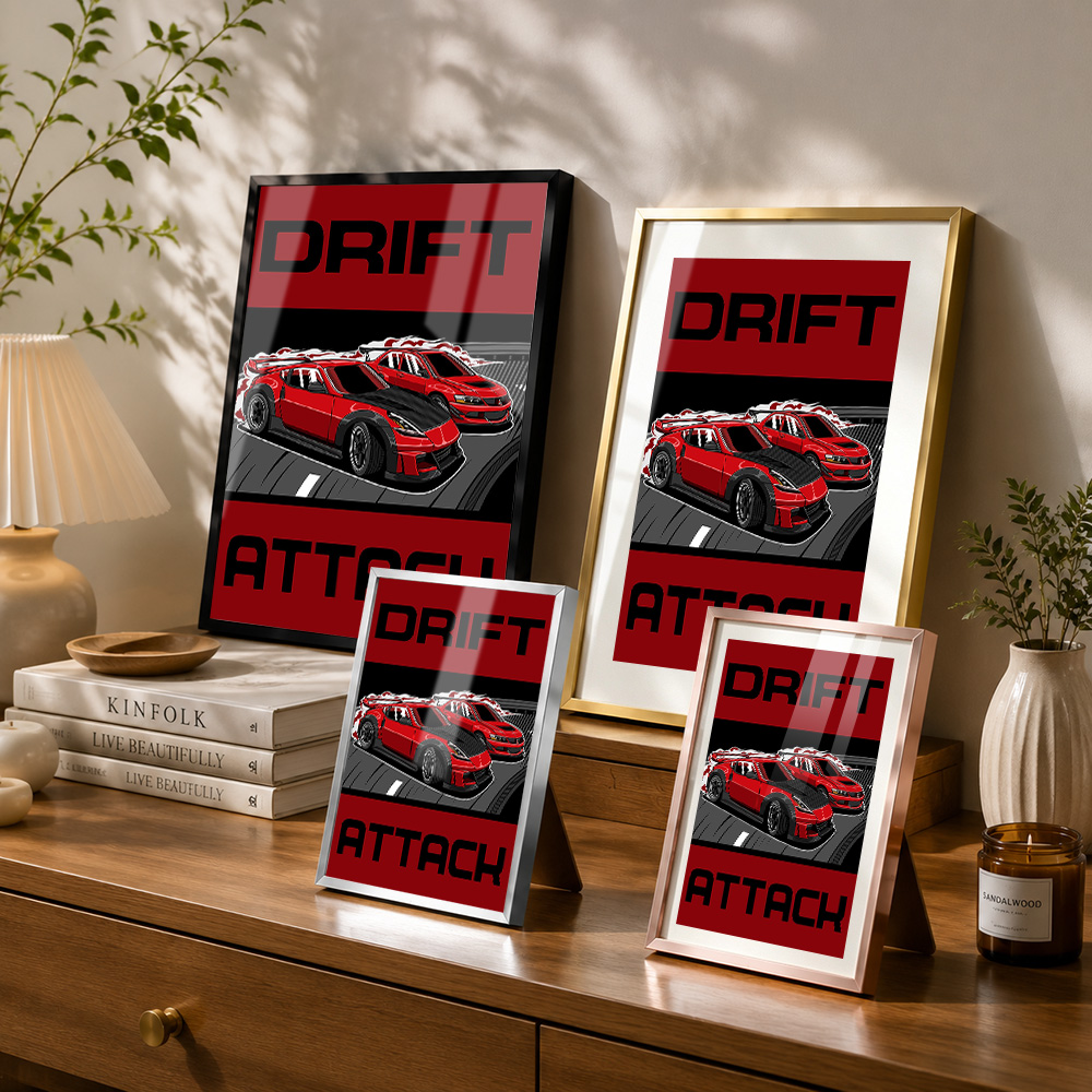 Drift Attack Cars Framed Metal - Car Mirror ulasan dan harga