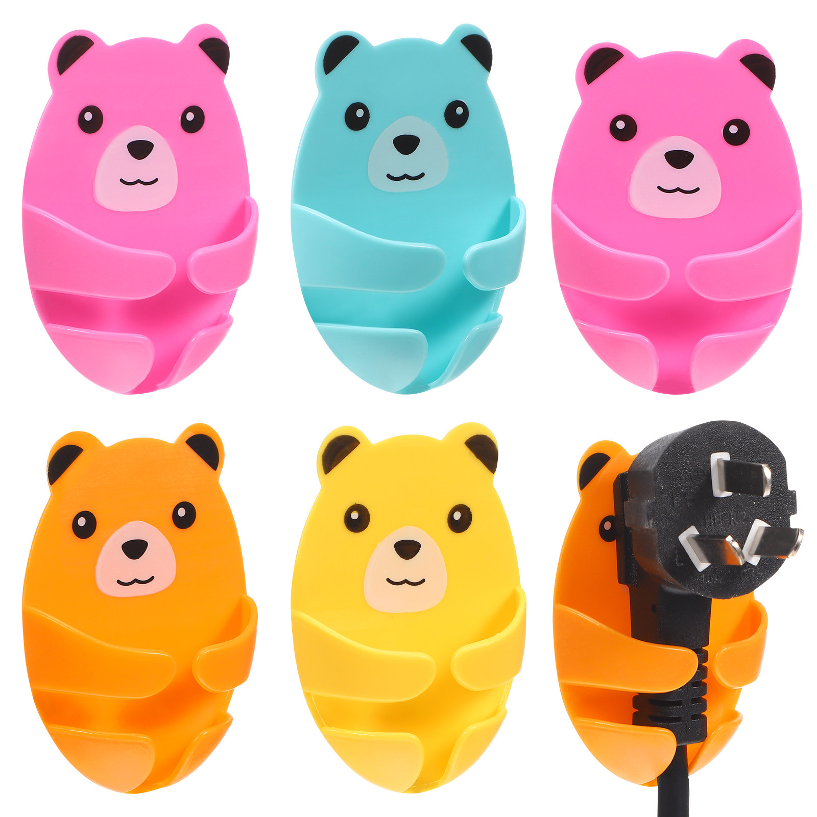 12Pcs Plug Hooks Cute Bear Adh - Car Cable Organizer ulasan dan harga